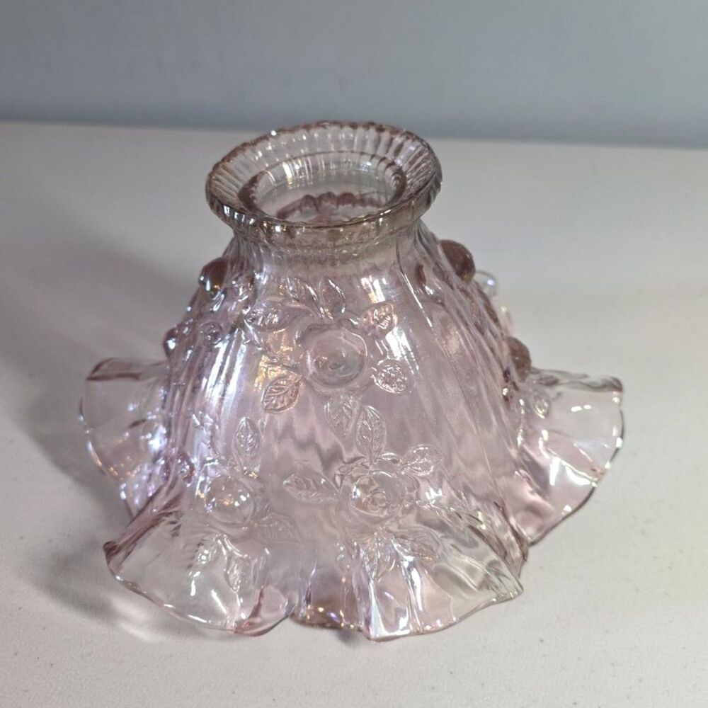VTG Eleanor Pink Cabbage Dusty Rose Fairy Light Lamp Shade Home Interiors HOMCO